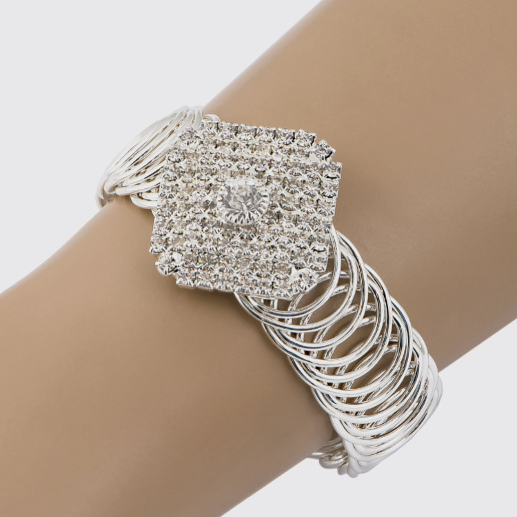 Metal bracelet with rhinestones "Rhombus"
